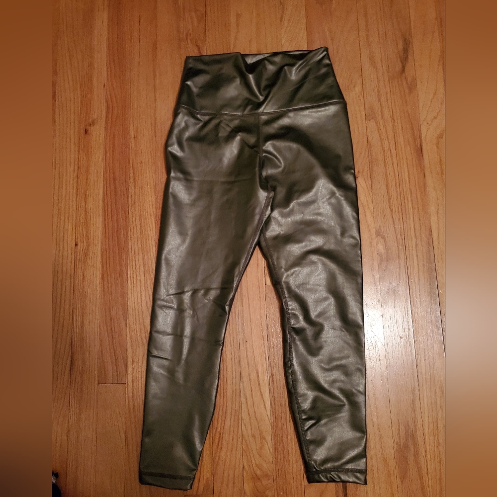 90 Degree By Reflex High Waist High Shine Faux Leather Fleece Lined High Waist